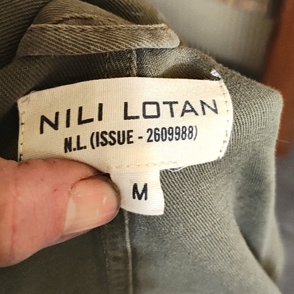 Nili Lotan Cambre Jacket Medium Cotton/Linen Blend Army Green Utility Military - Picture 4 of 7